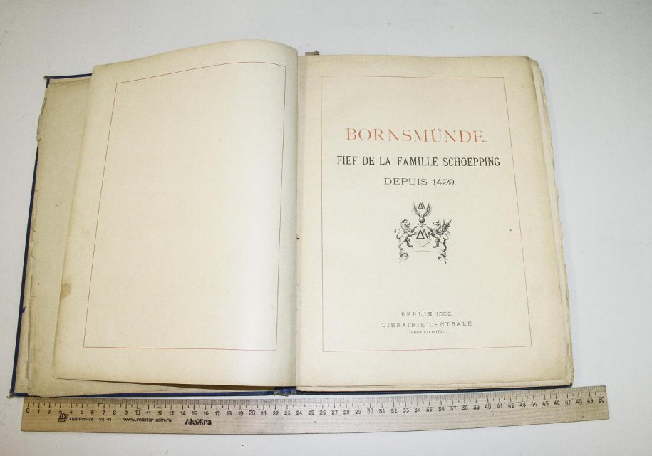Fief de la famille Schoepping depuis 1499. – Berlin: Librairie Centrale (Hugo Steinitz). 1882. (Imp., Lit., Phot. H.S. Hermann). 1882 г. Bornsmünde